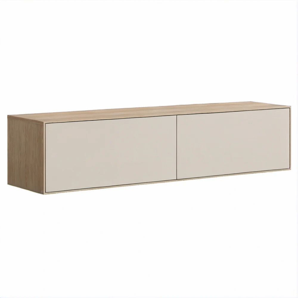 Rechteckiges TV-Lowboard in Eiche/Beige, 180 x 40 x 38 cm