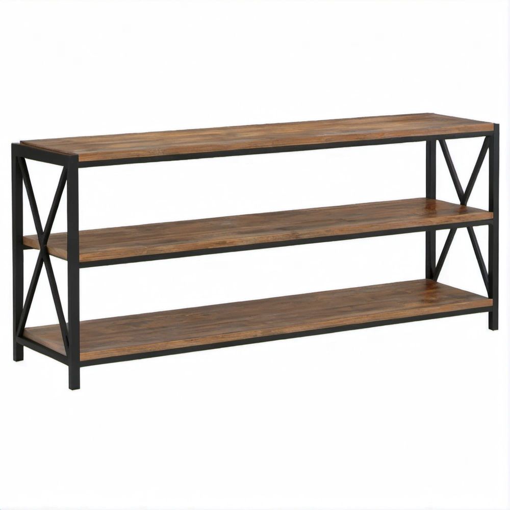 TV-Möbel mit 3 offenen Ablageflächen Braun/Schwarz 120 x 40 x 60 cm