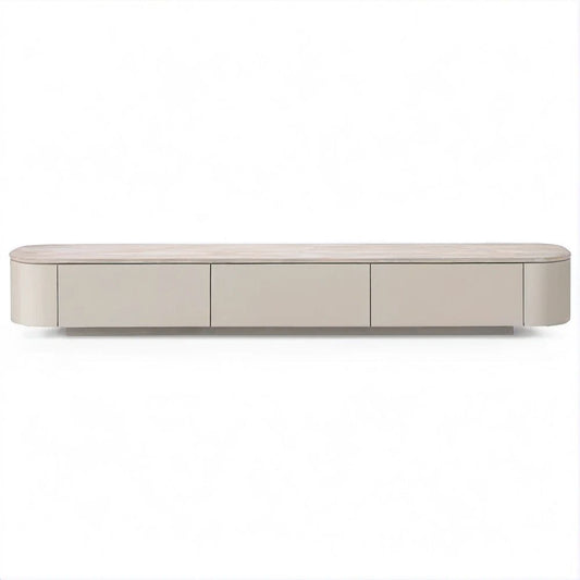 TV-Lowboard Cremeweiss/Beige/Grau aus MDF, 220 x 40 x 45 cm