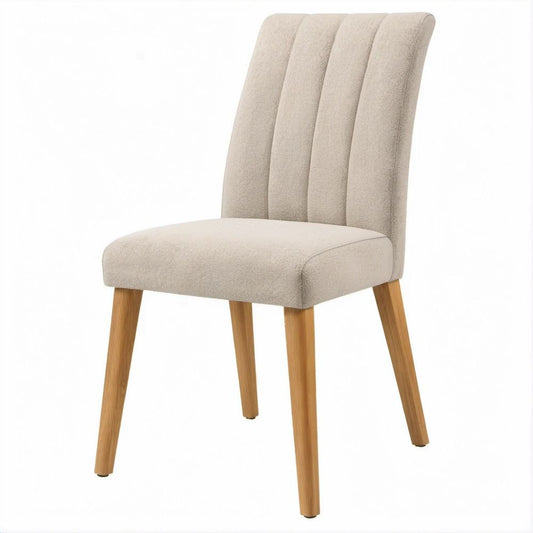 Gepolsterter Esszimmerstuhl Beige mit Naturholzbeinen, 48 x 61 x 95 cm