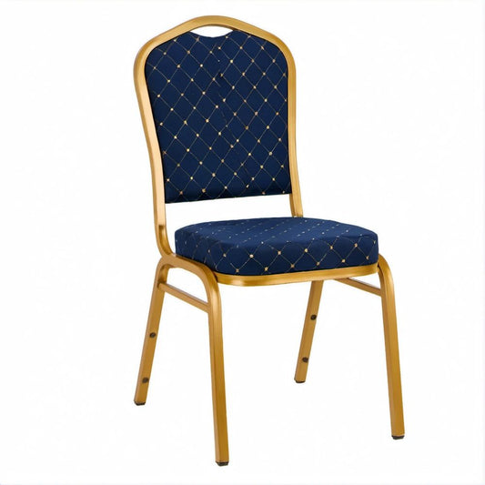 Gepolsterter Stuhl Dunkelblau/Goldfarben 45 × 50 × 92 cm
