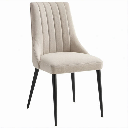 Gepolsterter Esszimmerstuhl Beige/Schwarz mit gerippter Rückenlehne, 47 x 61 x 89 cm