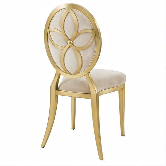 Gepolsterter Esszimmerstuhl Goldfarben/Creme, 50 x 55 x 102 cm