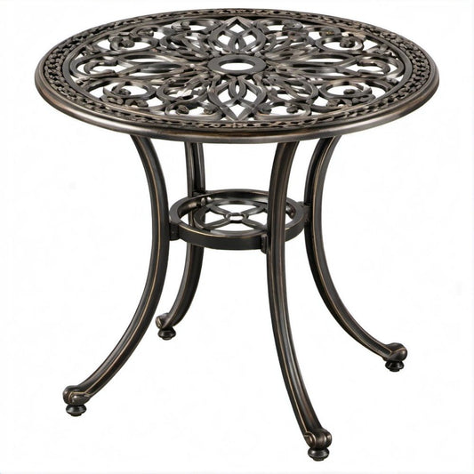 Runder Beistelltisch aus Aluminiumguss, Bronze/Schwarz, Ø 45 cm, Höhe 50 cm