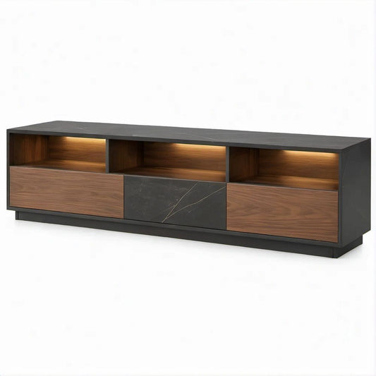 TV-Lowboard in Anthrazit und Nussbraun, 200 × 40 × 50 cm