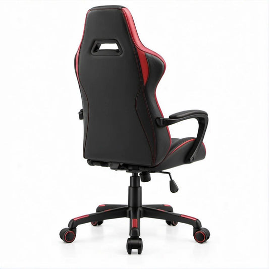 Gamingstuhl Schwarz/Rot aus PU-Kunstleder, 65 x 65 x 112–122 cm
